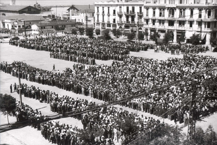 On 11.7.1942, 9000 Jewish men aged 18-45 were ordered by the German army to come to Eleftheria (Freedom) Square in Saloniki to be registered for forced labor. For six hours there were forced to stand in the sun and suffer from abuse and humiliation by the German soldiers. The Jews named the incident the &ldquo;Black Sabbath&rdquo;. 
